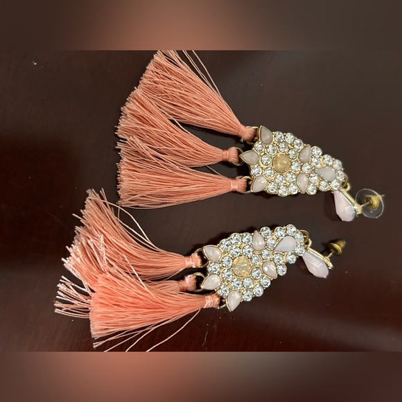 Elegant Tassel Earrings with Crystal Accents - Picture 1 of 2